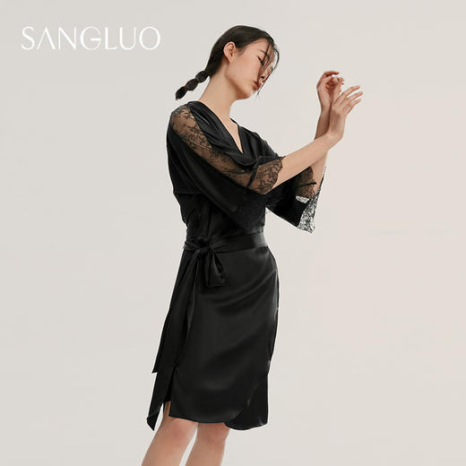 明星同款』桑罗晨袍桑蚕丝慵懒性感优雅长袍新娘睡袍外穿 商品图4