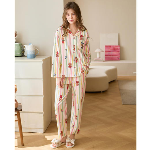 （合作款）芬腾春秋季新款纯棉条纹长袖家居服套装yc0209013 商品图4