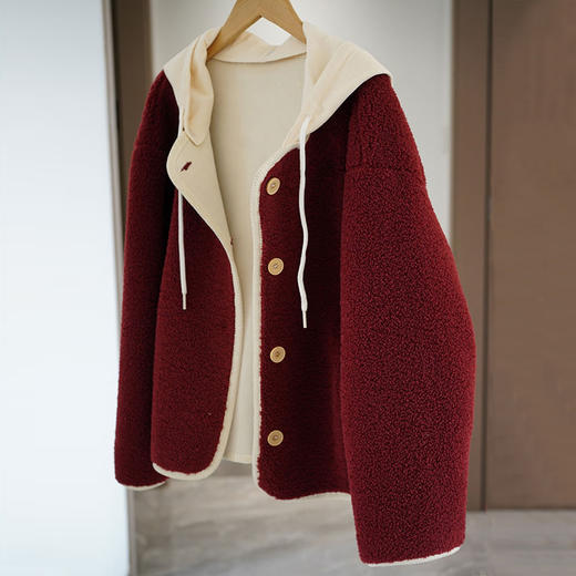 LONGNVFAIR车厘子红羊羔绒外套，藏着一抹热红酒的醇厚，衬得气色透亮，年底贵气战衣（3-7天发货）【G】 商品图14