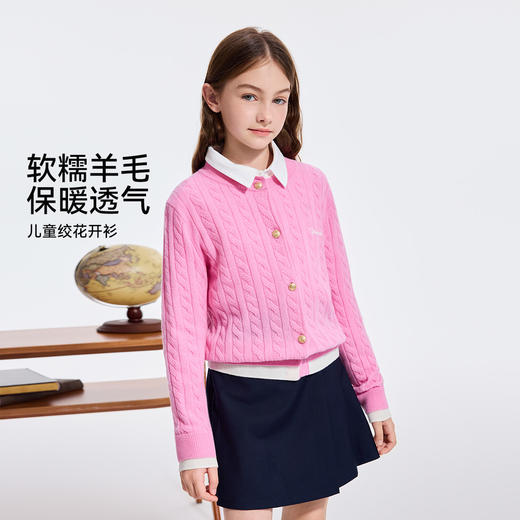 【英氏】【100%绵羊毛】【120-170】女童春秋款针织羊毛开衫 商品图3