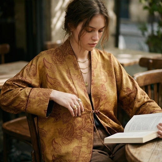 【咕咕同款】NANSONGSILK/NS新中式香云纱国风复古立领长袖外套M1D536112Y南宋 商品图9