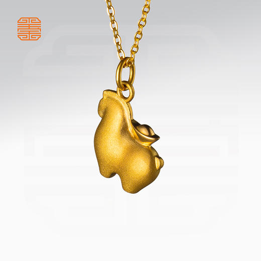 玺匠金铺《马上有钱》足金9999 黄金吊坠项链生日礼物 商品图2