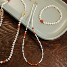 阮仕珍珠 鸿运系列K金 淡水珍珠项链 3.5-4mm 正圆 极微瑕 极强光