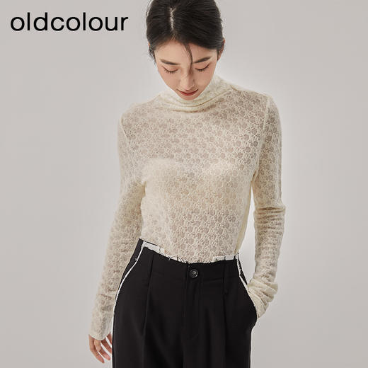 oldcolour冬新款高领蕾丝洋气内搭气质针织衫上衣女O41023175 商品图0