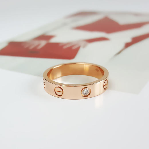 【95新】Cartier卡地亚LOVE系列B4050751玫瑰金窄版单钻LOVE戒指51号中性款270126AK32 商品图3