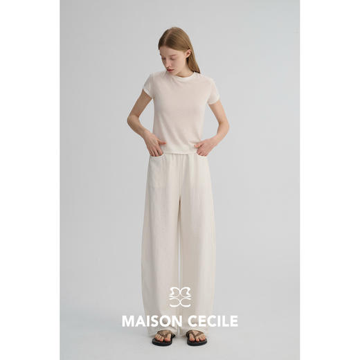 MAISON CECILE 三色|天丝羊毛混纺百搭柔软亲肤圆领正肩显瘦T恤 商品图3