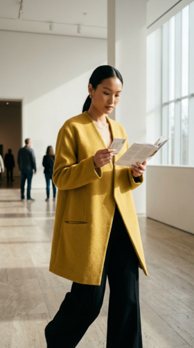 轻奢IC深V领双排扣中长双面手工大衣