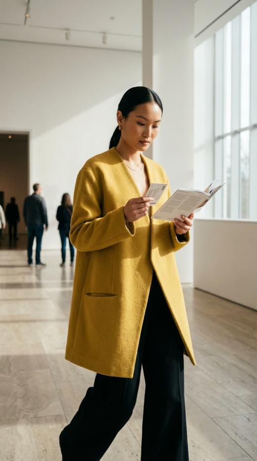 轻奢IC深V领双排扣中长双面手工大衣 商品图0