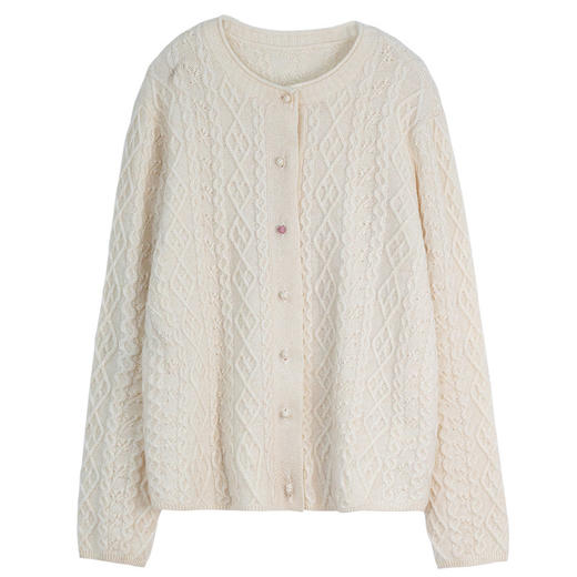 牧衣游原创 纯羊毛毛织短外套蓬松柔软保暖白色百搭毛织开衫 致卜 商品图4