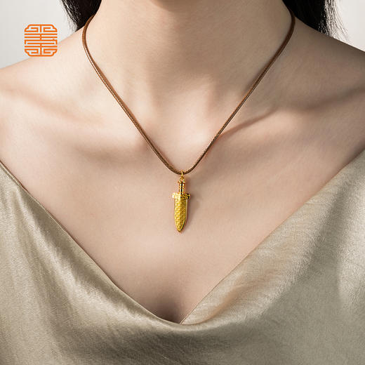 玺匠金铺《越王剑》足金9999 黄金吊坠项链生日礼物 商品图7
