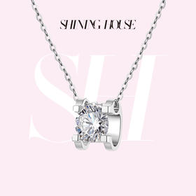 ShiningHouse[培育] 18k金钻石项链 圆钻形人工真钻人造钻石K金项链可调节简约牛头款钻石项链悦己送礼臻选【此商品不支持7天无理由退货退款】预计3日发货
