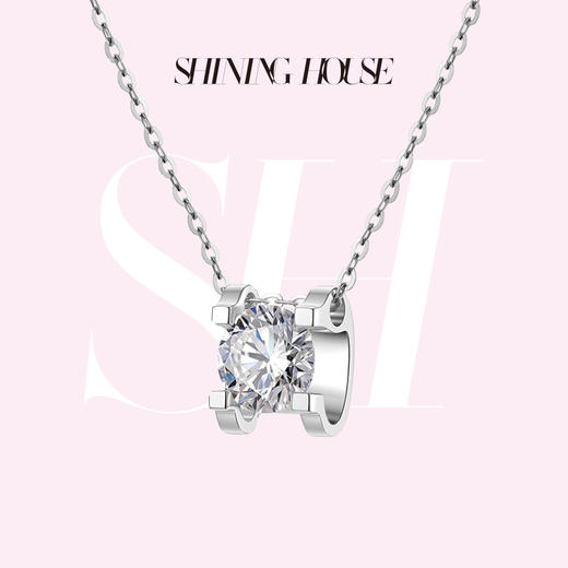 ShiningHouse[培育] 18k金钻石项链 圆钻形人工真钻人造钻石K金项链可调节简约牛头款钻石项链悦己送礼臻选【此商品不支持7天无理由退货退款】预计3日发货 商品图0