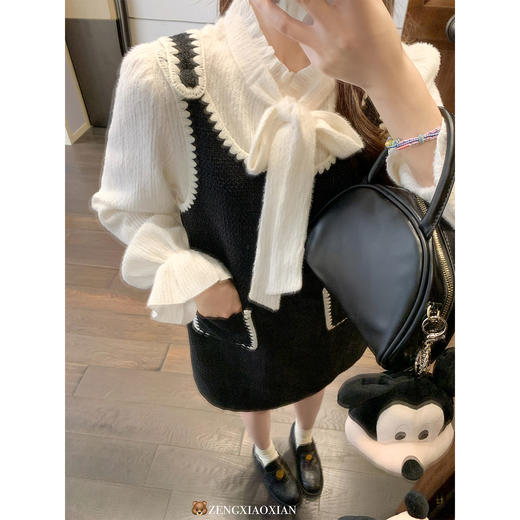 <曾小咸推荐>2.4现货秒杀 ！微信超特价！系带蝴蝶结衬衫 日常179.99 立减100 秒杀79.99！！小香风背心连衣裙  秒杀89.99！！ 商品图4