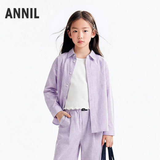 男女童翻领长袖上衣夏季新款安奈儿童装EM621753 商品图0