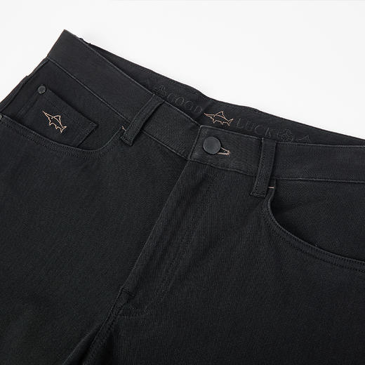 【莫代尔】德鲨夏新款黑色牛仔裤男青年直筒弹力裤子长裤 商品图2