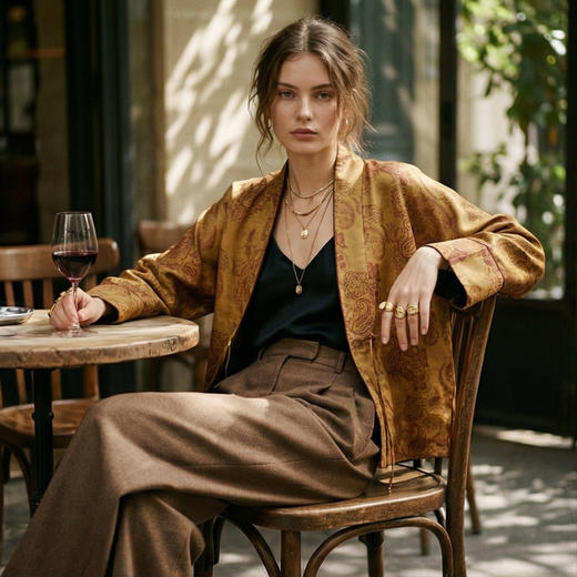 【咕咕同款】NANSONGSILK/NS新中式香云纱国风复古立领长袖外套M1D536112Y南宋 商品图7