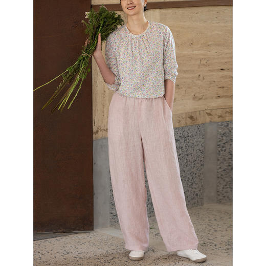 牧衣游原创 炒色汉麻休闲长裤新款通勤随性松弛感宽松裤子 光语 商品图1