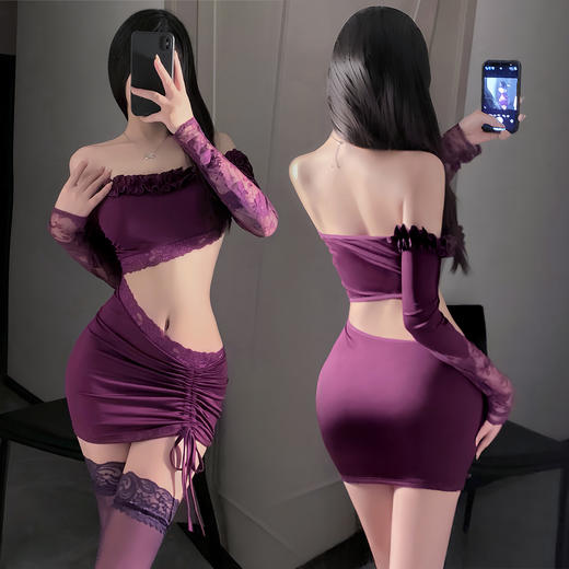 【情趣玩具】制服诱惑专区御姐调情拼接露腰连衣裙性感纯欲包臀裙睡衣！ 商品图8