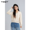 春上新软糯亲 V领针织衫新款宽松显瘦米白色长袖百搭毛衣1261004 商品缩略图0