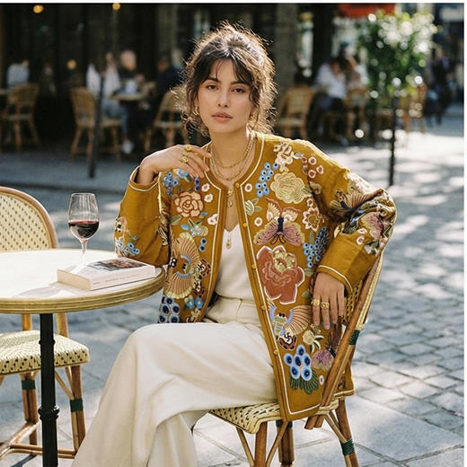 【咕咕同款】NANSONGSILK/NS新中式【绣蝶繁花】新款百万针非遗苗绣香云纱上衣重工外套M1D536084Y南宋 商品图6