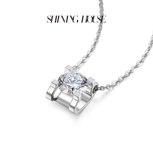 ShiningHouse[培育] 18k金钻石项链 圆钻形人工真钻人造钻石K金项链可调节简约牛头款钻石项链悦己送礼臻选【此商品不支持7天无理由退货退款】预计3日发货 商品图2