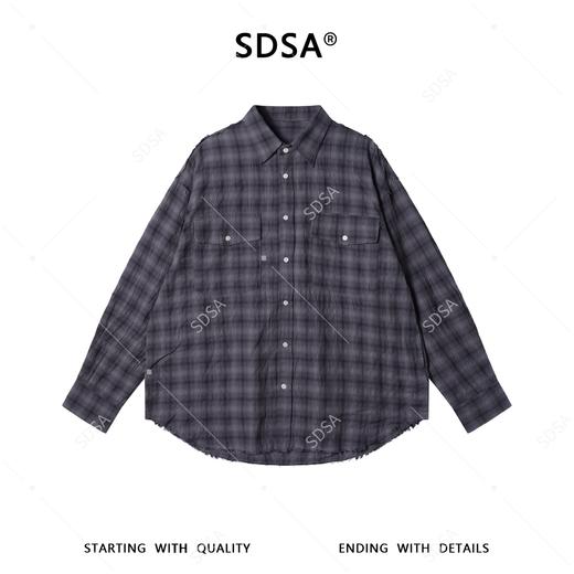 2221SDSA男装2026新款高贵轻奢美式复古撞色格子长袖衬衫百搭休闲衬衣 商品图2
