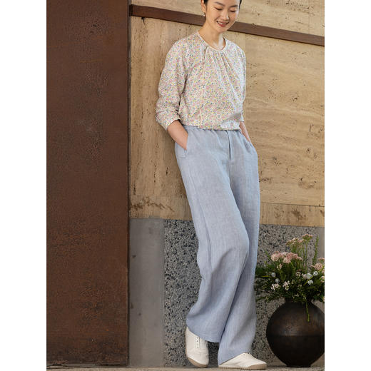 牧衣游原创 炒色汉麻休闲长裤新款通勤随性松弛感宽松裤子 光语 商品图2