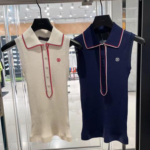 G家新款女士无袖修身POLO针织衫来了！气质爆棚，别说我没有告诉你！非常百搭，运动休闲搭配短裙长裤，时髦又优雅！天气乍寒配个打底衣或作为内搭，气质温柔，修身不紧身，显瘦遮肉！ 商品图0