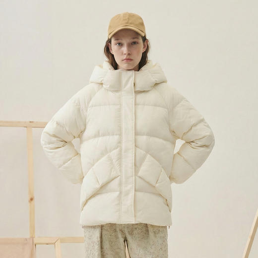 谜底短款羽绒服女士2025冬新款学院风减龄宽松百搭连帽257MY7859 商品图3