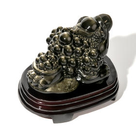 黑曜石金蟾吉祥摆件