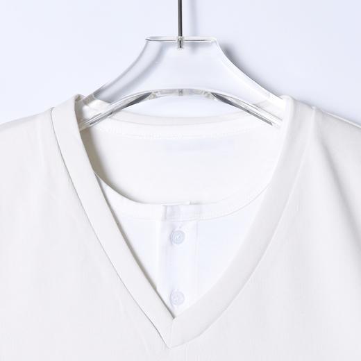 SDSA男装2026新款轻奢韩版简约撞色拼接假两件圆领长袖T恤百搭 商品图1