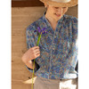 牧衣游原创 80支新疆长绒棉印花衬衫蓝色文艺减龄百搭开衫 梧桐 商品缩略图1