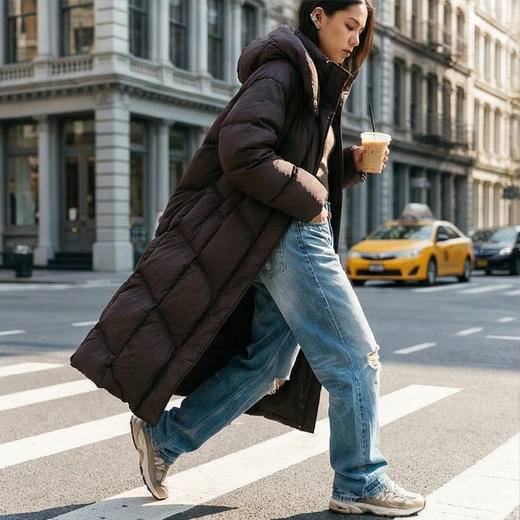 NANSONGSILK/NS加厚防风气质长款连帽过膝休闲百搭保暖鹅绒服547003南宋 商品图3