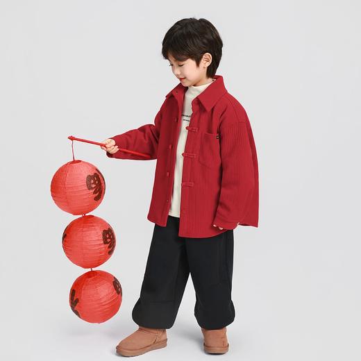 男童夹棉衬衫外套冬款2025冬装新款保暖加厚拜年服儿童男孩上衣 商品图3