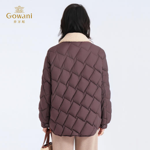 【鹅绒】乔万尼90白鹅绒格纹绗缝翻领设计宽松保暖羽绒服ED4T871 商品图4