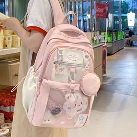 小学生书包女孩高颜值粉色初中女生小食量痛包可爱大容量双肩背包