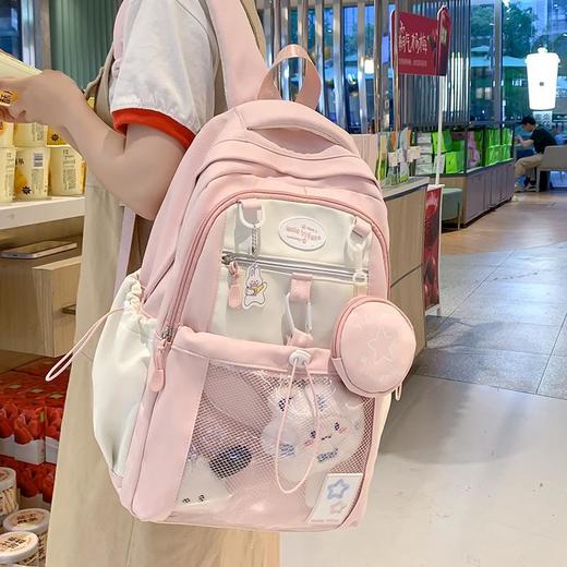 小学生书包女孩高颜值粉色初中女生小食量痛包可爱大容量双肩背包 商品图0