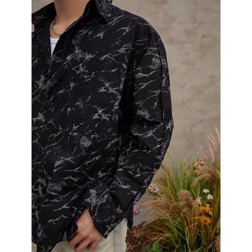 Z232712国潮嘻哈泼墨扎染印花复古宽松潮流港风休闲长袖 商品图2