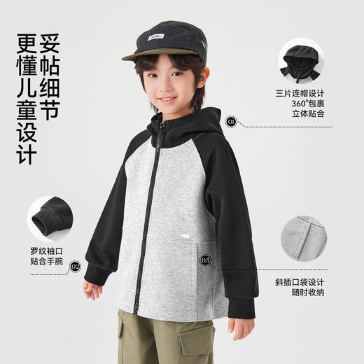 【件件底价，童装双倍积分】多多家男童连帽外套2026春装新款春秋儿童中大童拼色印花宽松上衣11765 商品图2