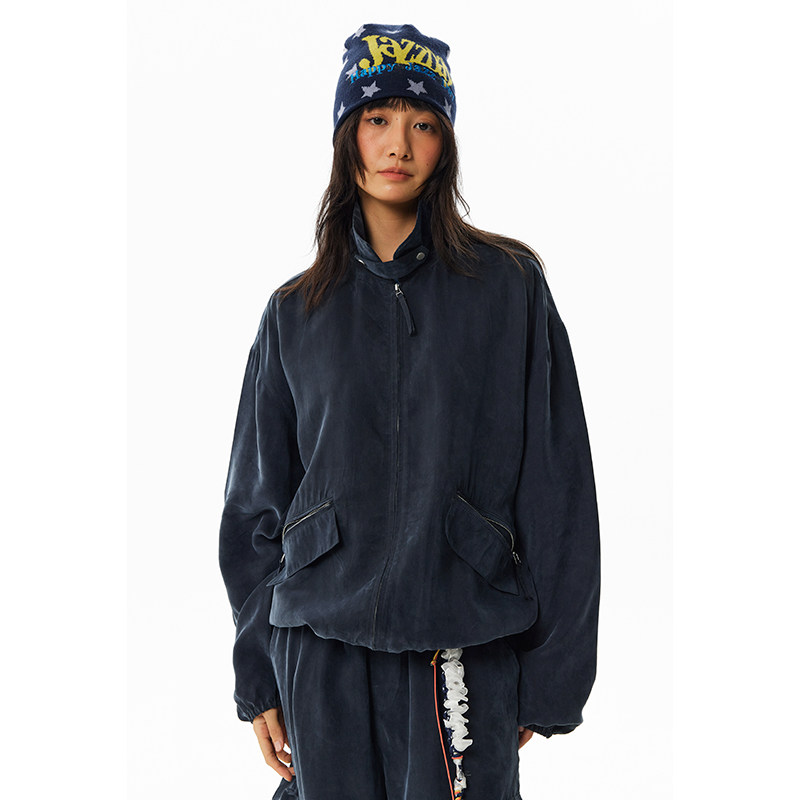 CryingCenter 轻薄铜氨丝雾感做旧惠林顿夹克短宽外套 哭喊中心