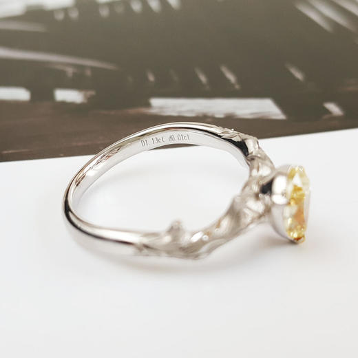 AU750双色金设计师款灵动藤蔓树枝造型1.13克拉梨型黄色钻石戒指 14号（戒圈可改）290126NJS44 商品图7