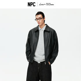 NPC潮牌美式复古绵羊皮衣夹克秋立体剪裁飞行员夹克短款NP5CTJ27