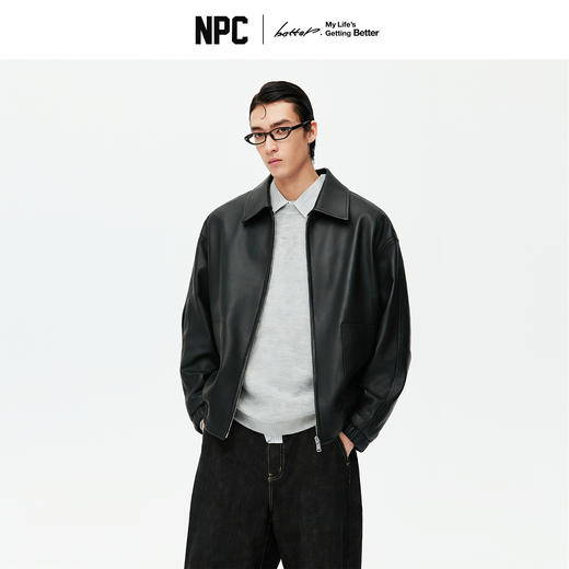 NPC潮牌美式复古绵羊皮衣夹克秋立体剪裁飞行员夹克短款NP5CTJ27 商品图0