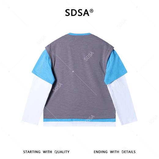 26011SDSA男装2026新款高贵轻奢韩版撞色拼接假两件长袖T恤百搭时尚 商品图5