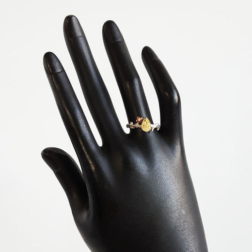 AU750双色金设计师款灵动藤蔓树枝造型1.13克拉梨型黄色钻石戒指 14号（戒圈可改）290126NJS44 商品图8