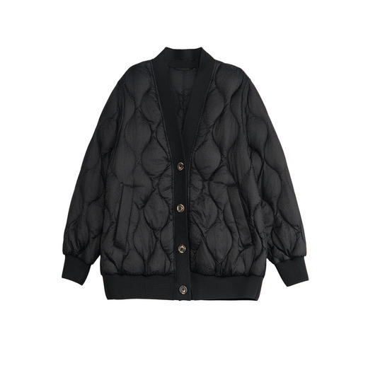 谜底短款羽绒服女士2025秋冬新款极简百搭宽松V领鸭绒服257MY8801 商品图4