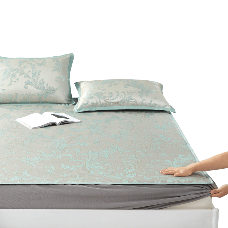 VP924176402028 博洋家纺 【热销】加密可水洗可机洗折叠冰丝席二三件套提花软席床单凉席子【1.8cm床/180*200cm（三件套）】