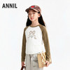 【断码捡漏-全棉甜美T恤】女童插肩袖撞色百搭上衣圆领长袖T恤春季新款安奈儿童装EG611741 商品缩略图2