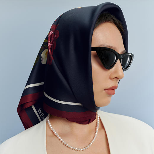 万事利双面印花中方巾-白夜玫瑰 商品图0