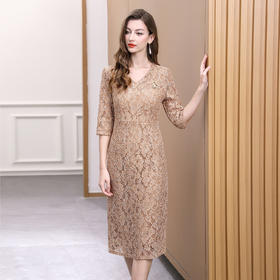 「高货deo」全新升级【铂金会员477/天猫639/差价162】(12043)洛诗琳气质优雅蕾丝连衣裙2026新款轻奢高级感通勤收腰裙